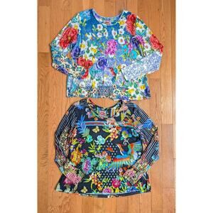 JOHNNY WAS Floral Sunrise + Dreamer Blouse Set Of 2 Size Medium Long Sleeve